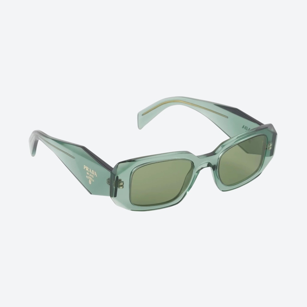 Prada Symbole sunglasses in sage green front angle